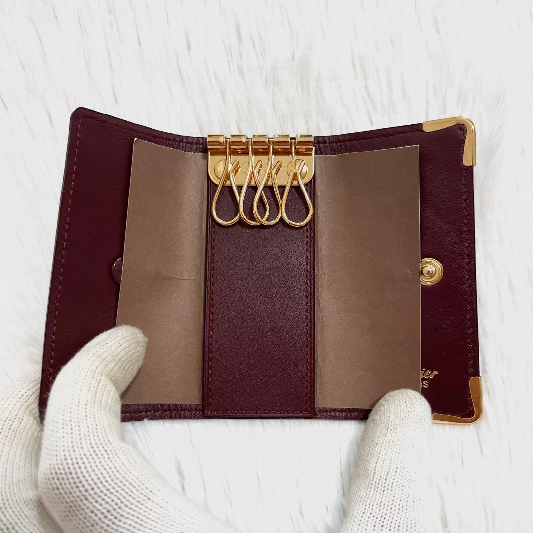 【✨未使用✨】カルティエ　キーケース　4連　マストライン　ボルドー　レザー