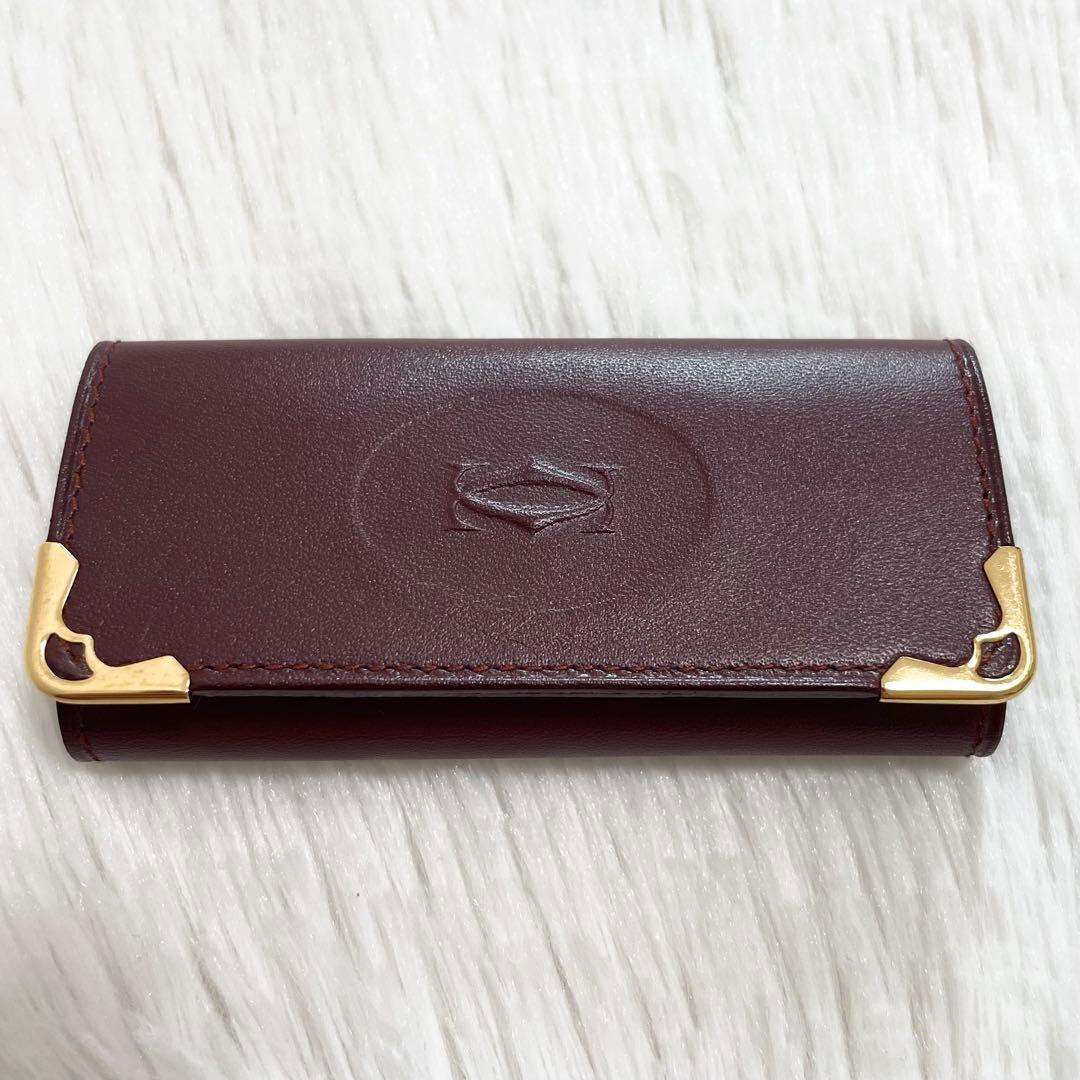 【✨未使用✨】カルティエ　キーケース　4連　マストライン　ボルドー　レザー