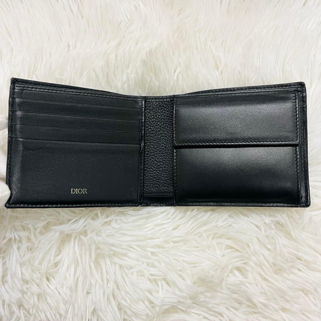 極美✨付属完備✨ディオール 二つ折り財布 オブリーク サドル レザー 黒 新作