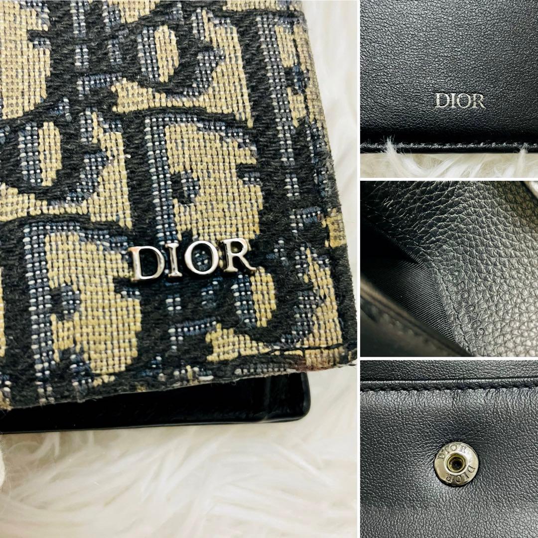 極美✨付属完備✨ディオール 二つ折り財布 オブリーク サドル レザー 黒 新作