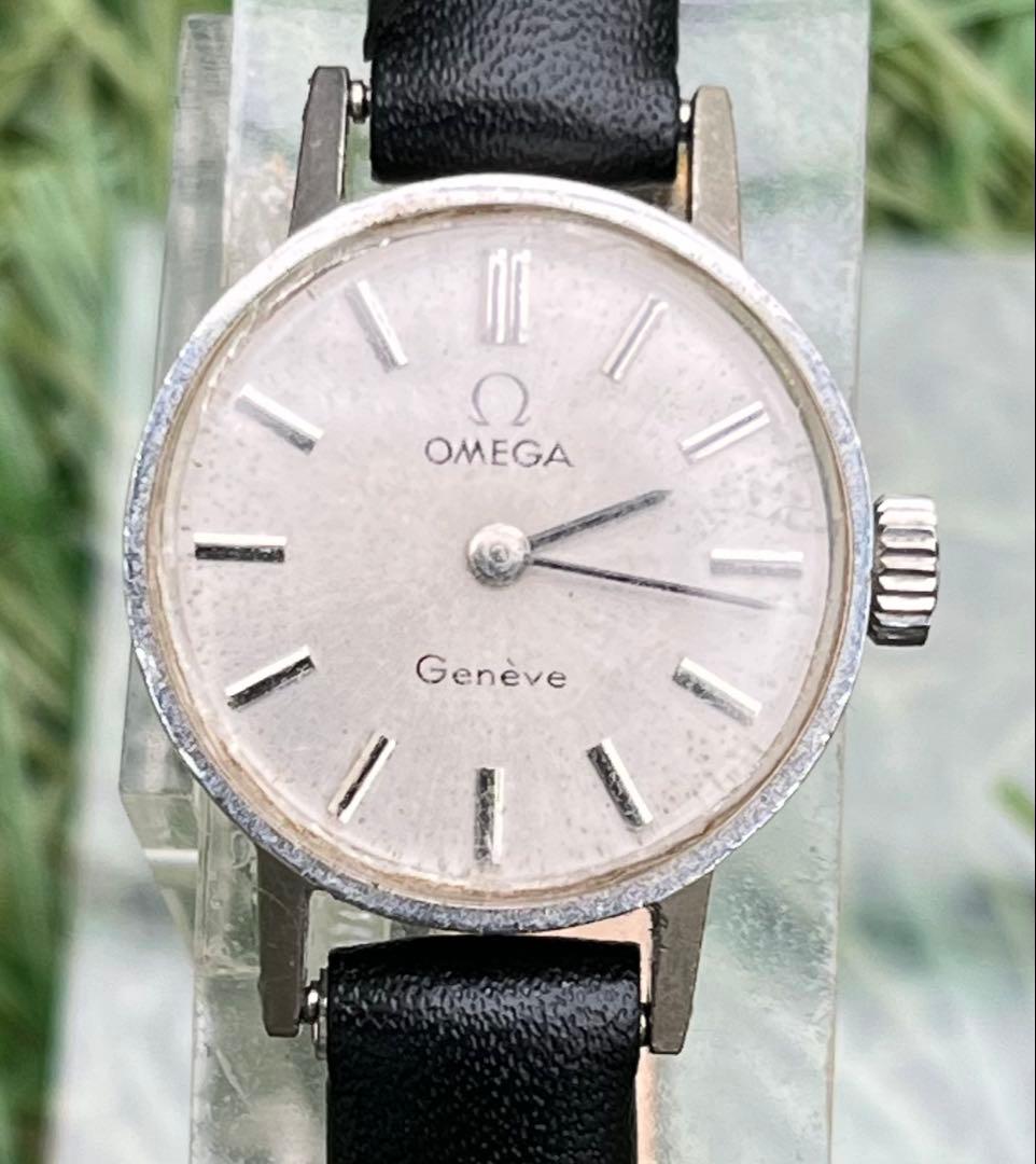 美品◎オメガ ジュネーブ手巻き ラウンド レディース腕時計 シルバーヴィンテージ