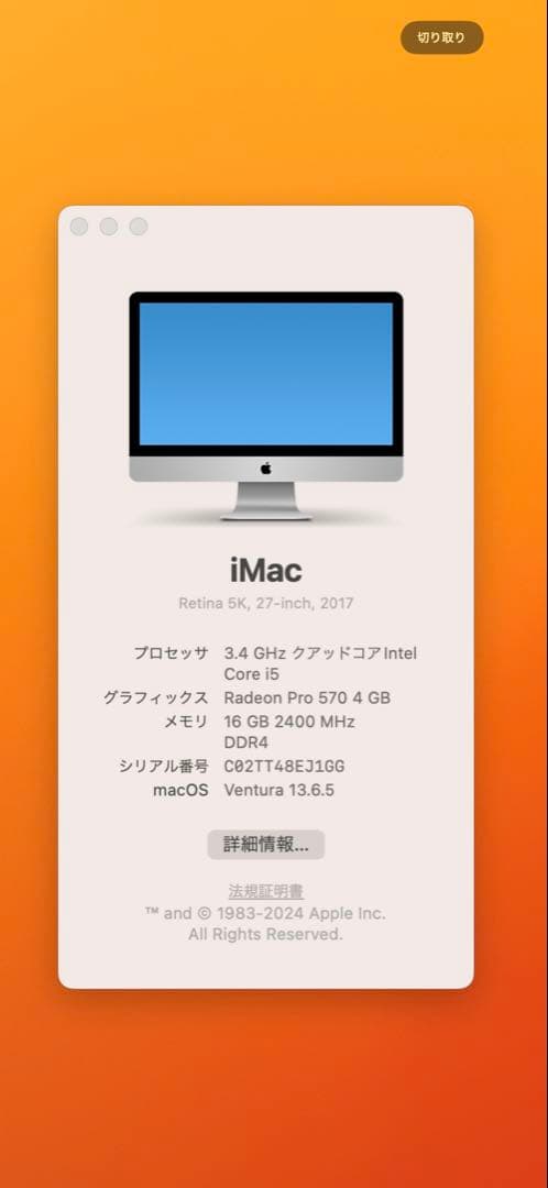 Macデスクトップ Apple iMac Retina 5K, 27-inch, 2017 16GB