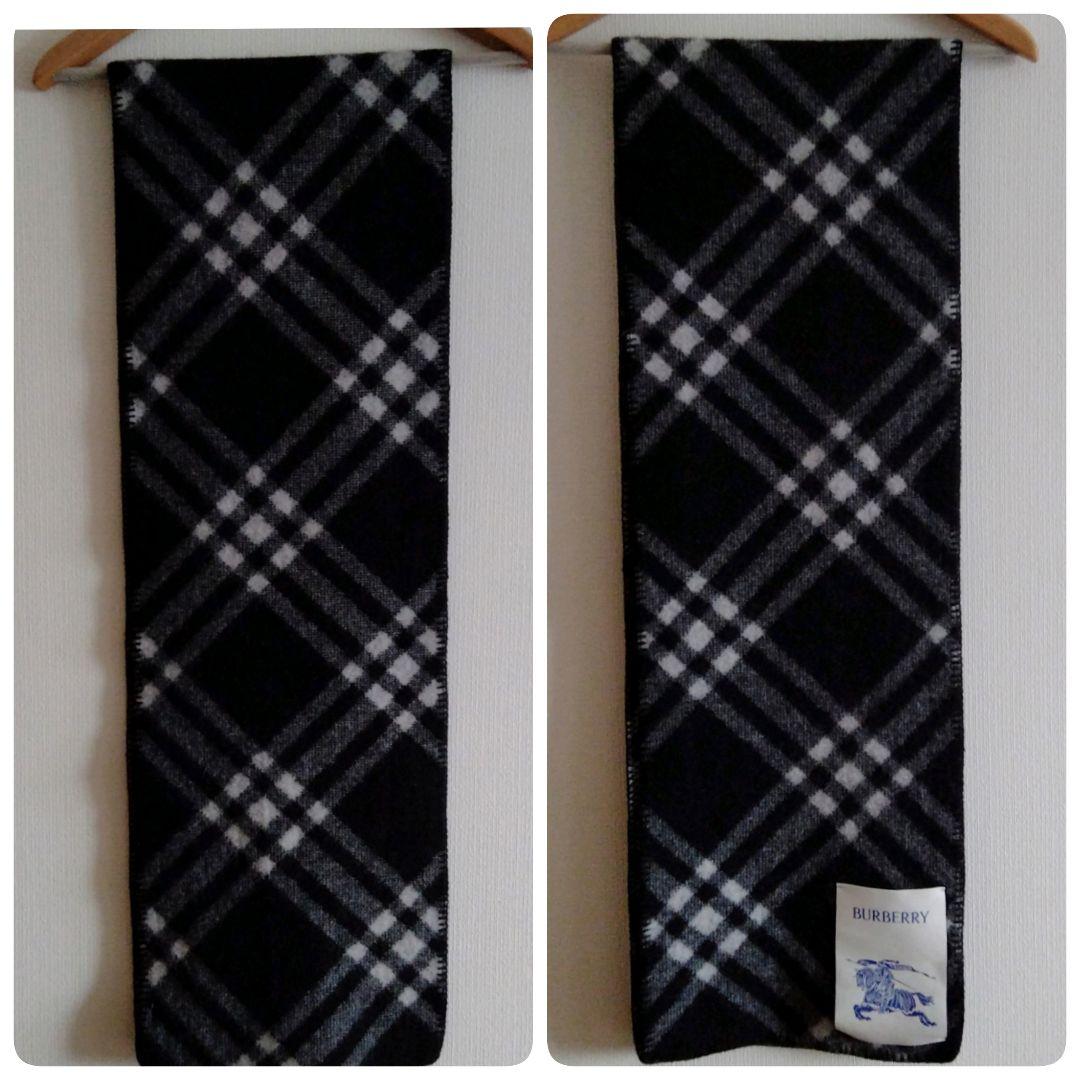 美品✨️BURBERRYウールスカーフ　ストール　マフラー黒×白