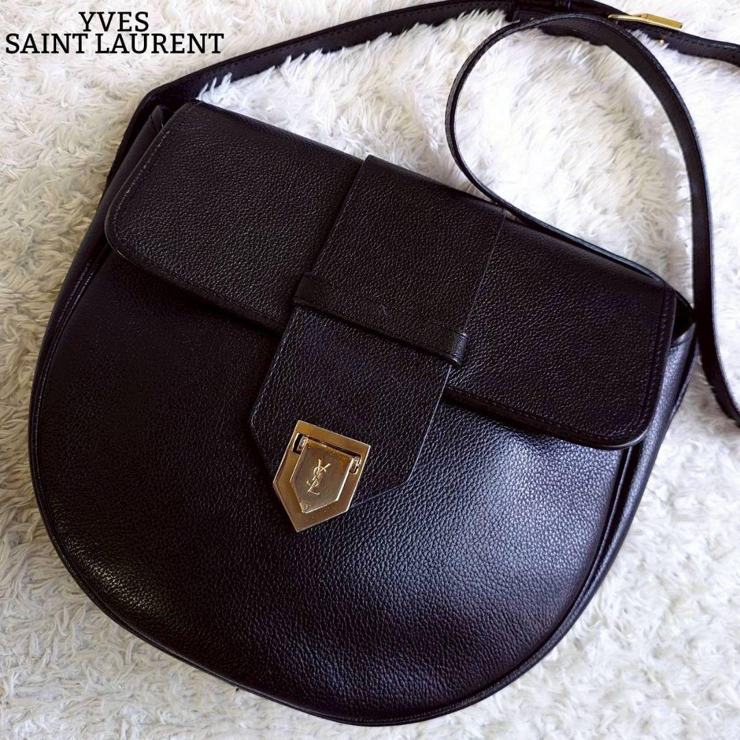 イヴサンローラン カサンドラ ショルダーバッグ 斜め掛け レザー ブラック ロゴ