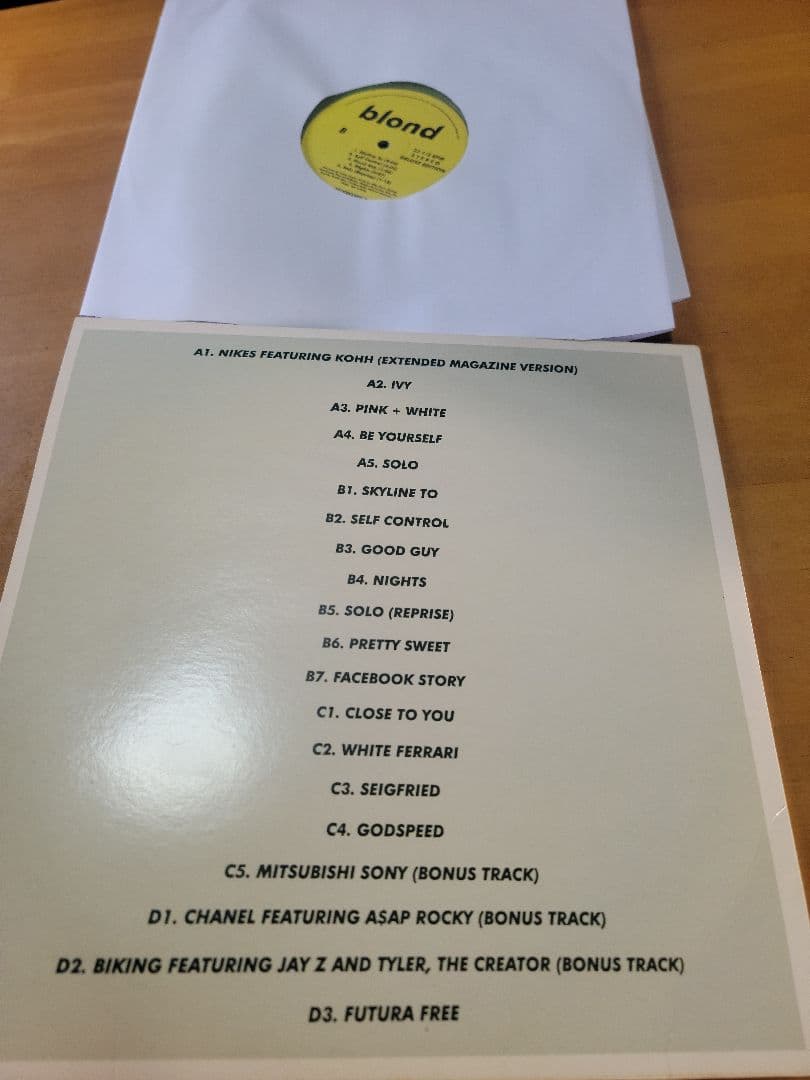 洋楽 Blonde LP Official Frank Ocean