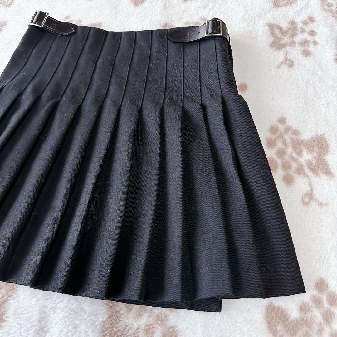 コムデギャルソンシャツ プリーツ ミニスカート ラップ ベルト レザー フランス