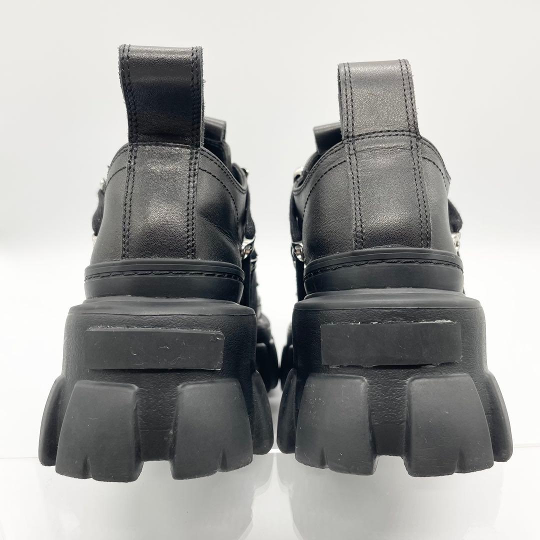 【美品】AIVER アイバー ライトソールレースブーツ 厚底 レザー 黒 M