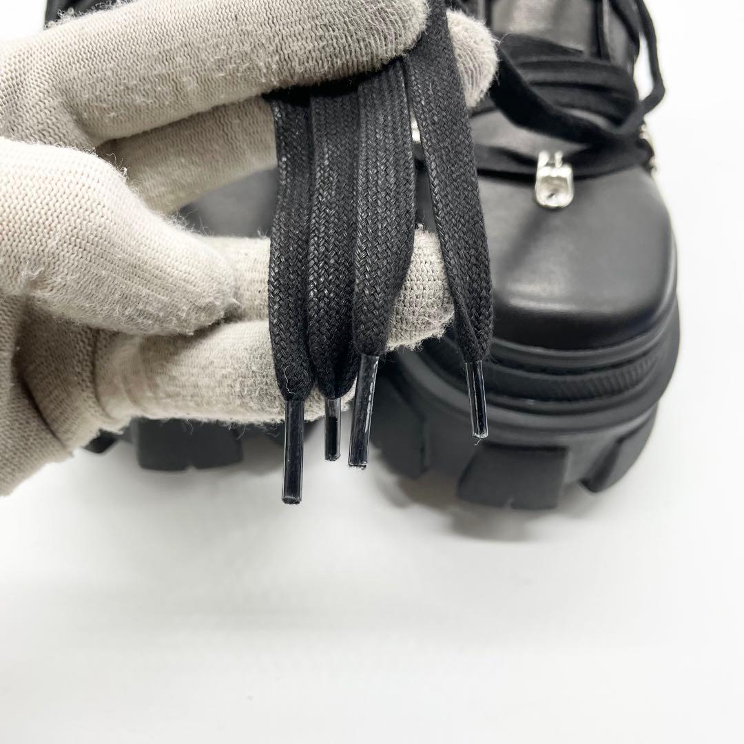 【美品】AIVER アイバー ライトソールレースブーツ 厚底 レザー 黒 M