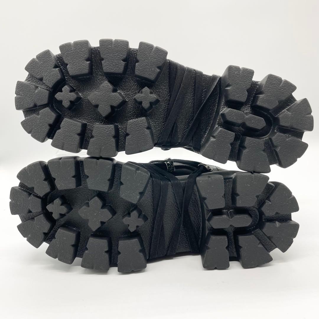 【美品】AIVER アイバー ライトソールレースブーツ 厚底 レザー 黒 M