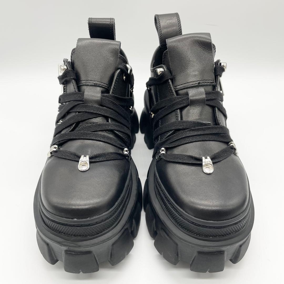 【美品】AIVER アイバー ライトソールレースブーツ 厚底 レザー 黒 M