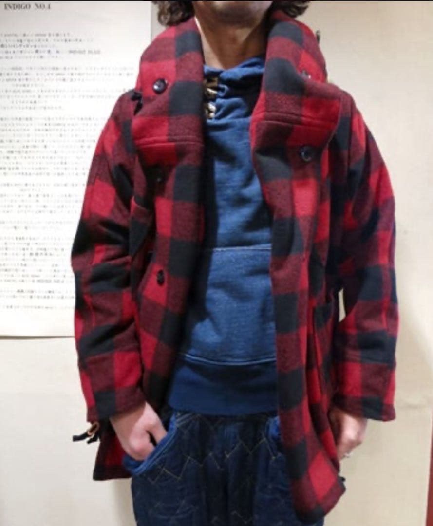 KAPITAL キャピタル ウールバッファローチェック リングコート サイズM