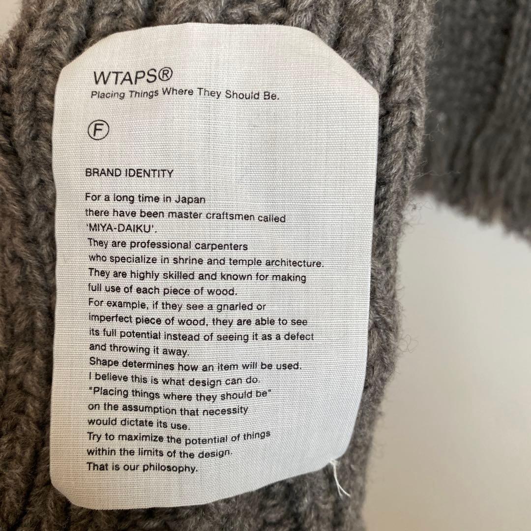 リ*ジ様 【良品】WTAPS ケーブル編みマフラー グレー フリンジ付き メンズ