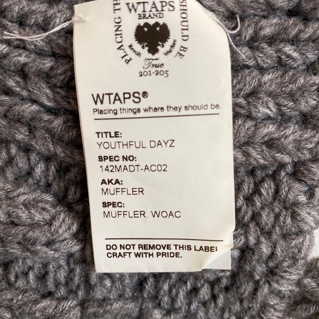 リ*ジ様 【良品】WTAPS ケーブル編みマフラー グレー フリンジ付き メンズ