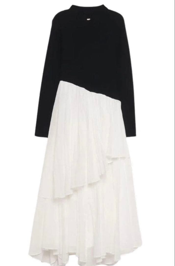 新品anuansイレギュラーヘムドッキングニットワンピース