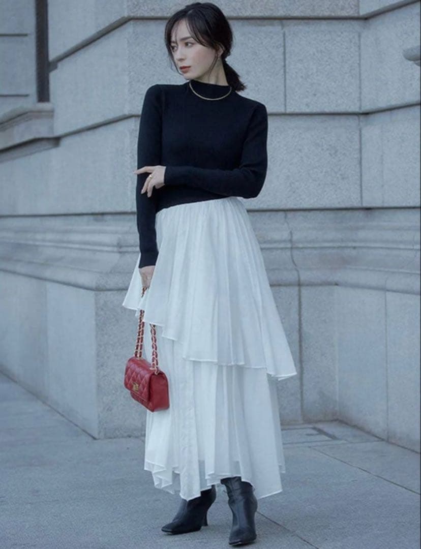 新品anuansイレギュラーヘムドッキングニットワンピース