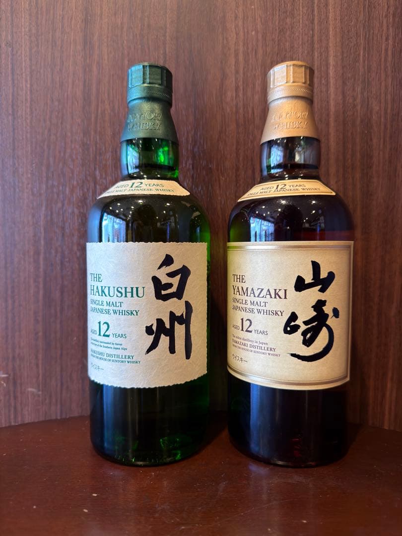 白州12年・山崎 12年　700ml ウイスキーセット　箱無し