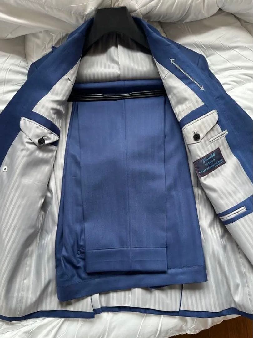 【定価約36万】VBC ブルーダブルスーツ　最高級super160sウール使用