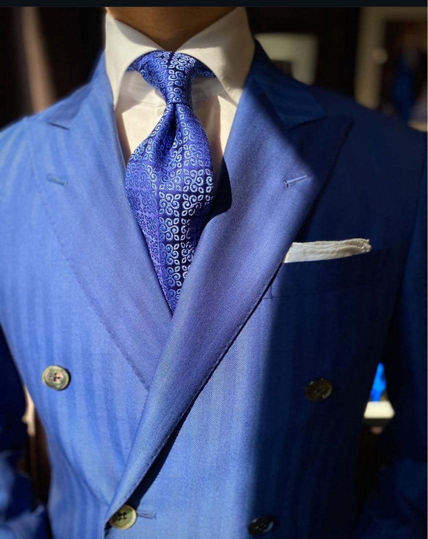 【定価約36万】VBC ブルーダブルスーツ　最高級super160sウール使用