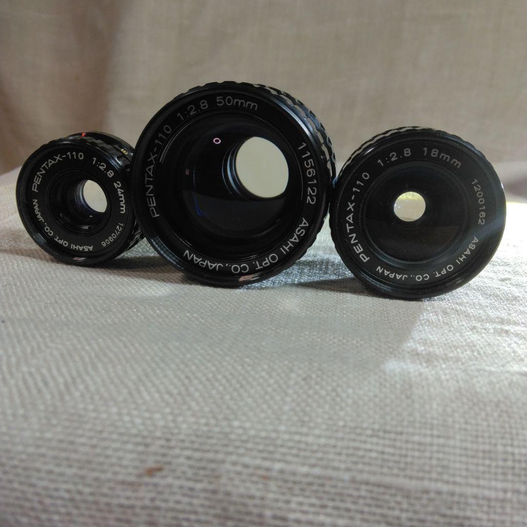 PENTAX auto 110 、レンズ3本、ワインダー、ストロボ付