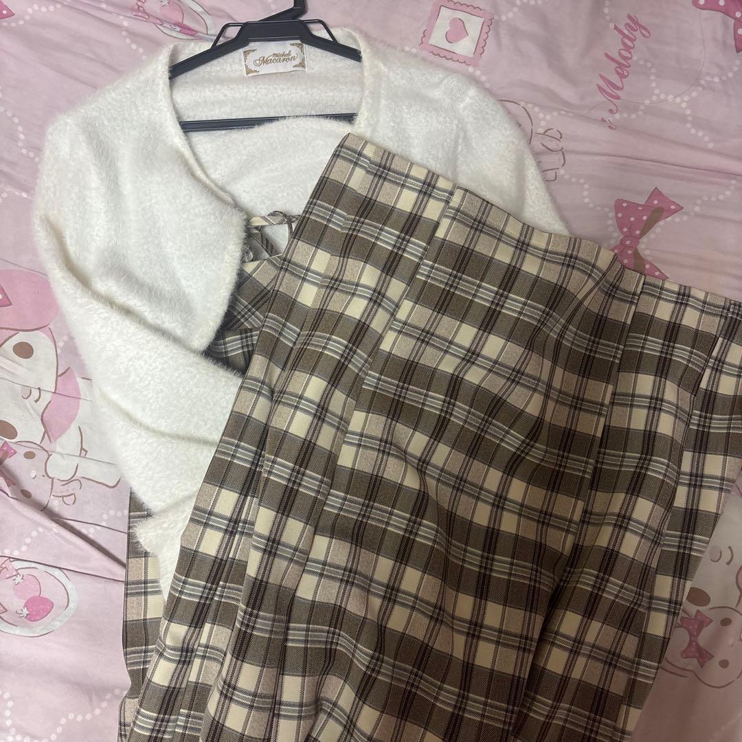 michell macaron ミシェルマカロン アンサンブルチェックワンピース
