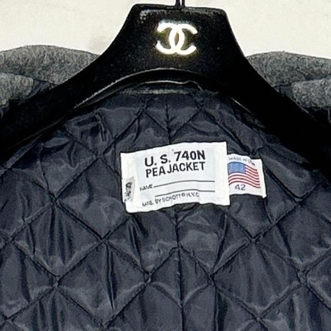 極美品✨　schott ショット　ピーコート　ウール　キルティング　42 グレー