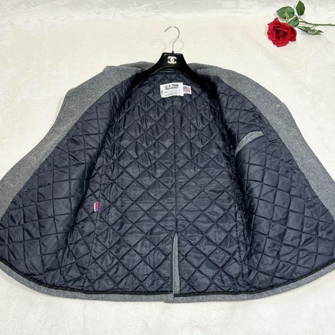 極美品✨　schott ショット　ピーコート　ウール　キルティング　42 グレー