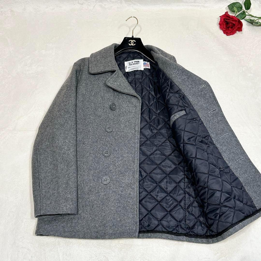 極美品✨　schott ショット　ピーコート　ウール　キルティング　42 グレー