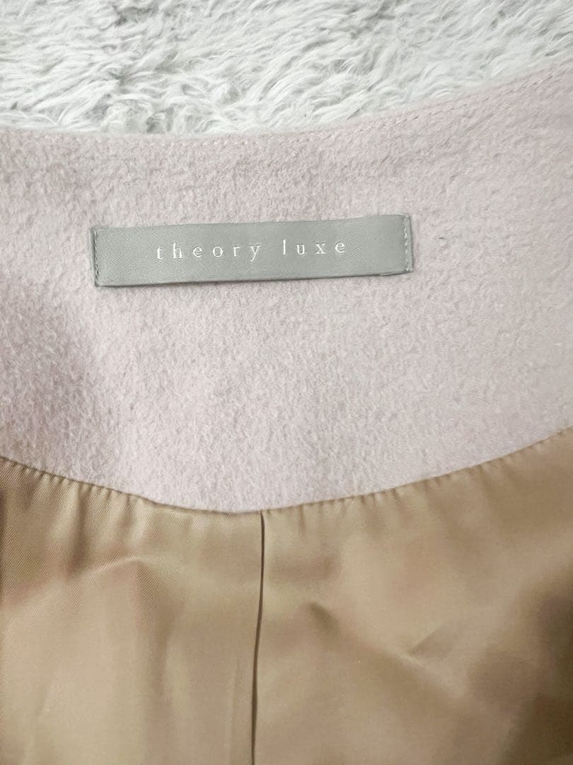 セオリーリュクス ウール ノーカラーコート 40 ピンクベージュ