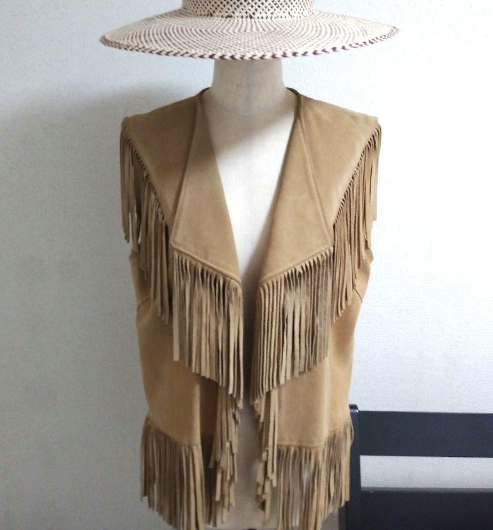 ☆希少☆PioneerWear/レザーフリンジベスト USA vintage