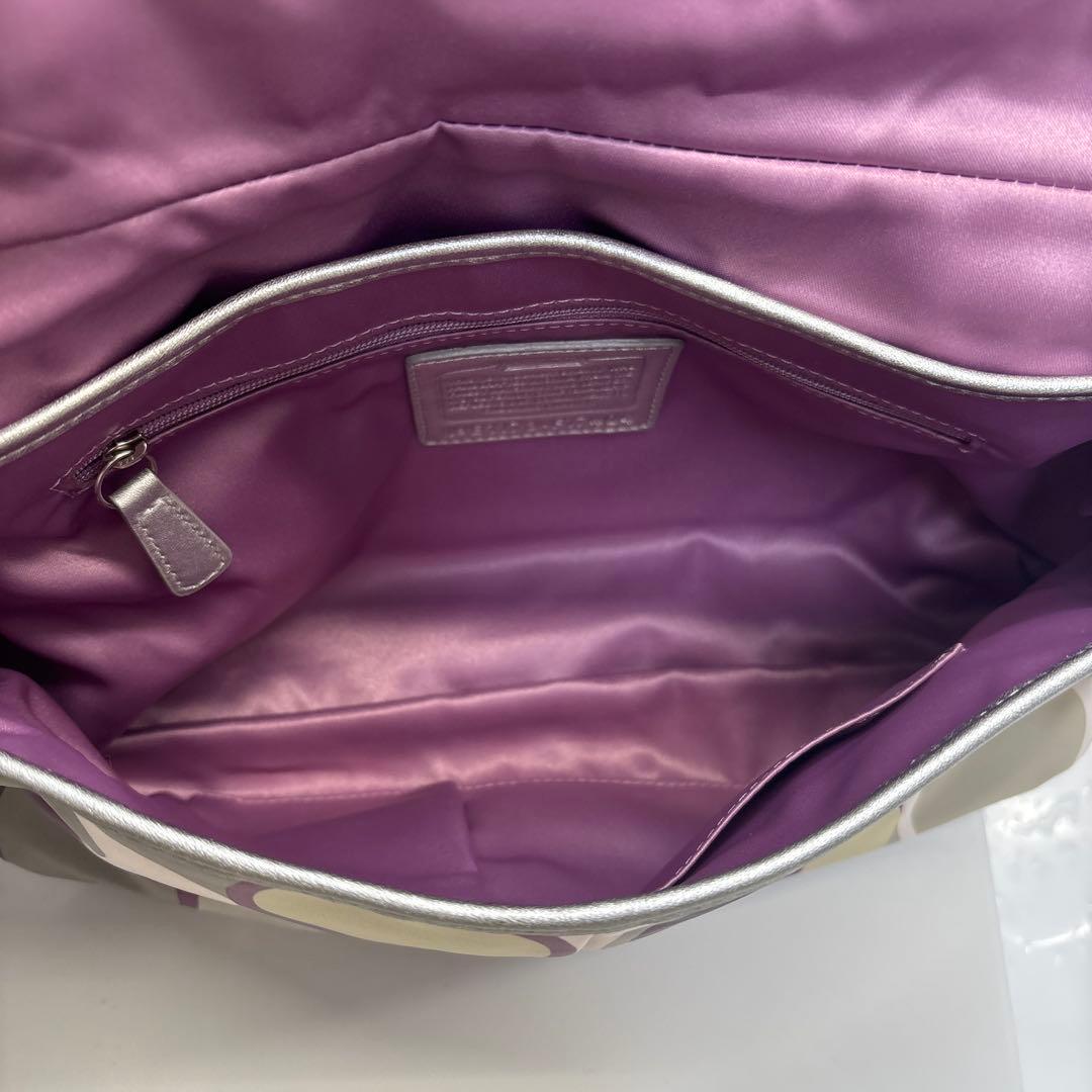 希少カラーコーチ　ワンショルダーバッグ　パープル　肩掛け スカーフ柄