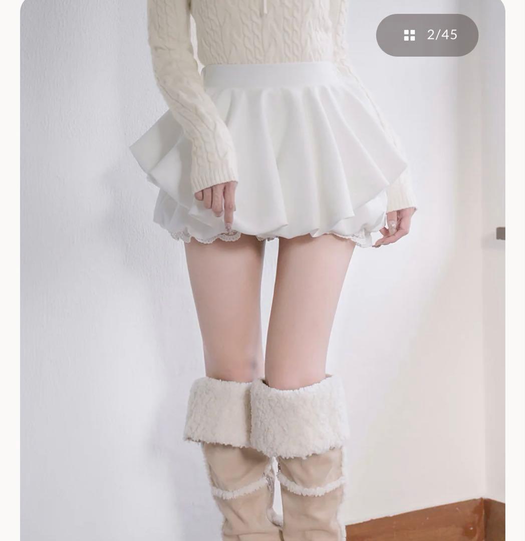 ダーリッチ　バルーンミニスカート　ホワイト　FLサイズ