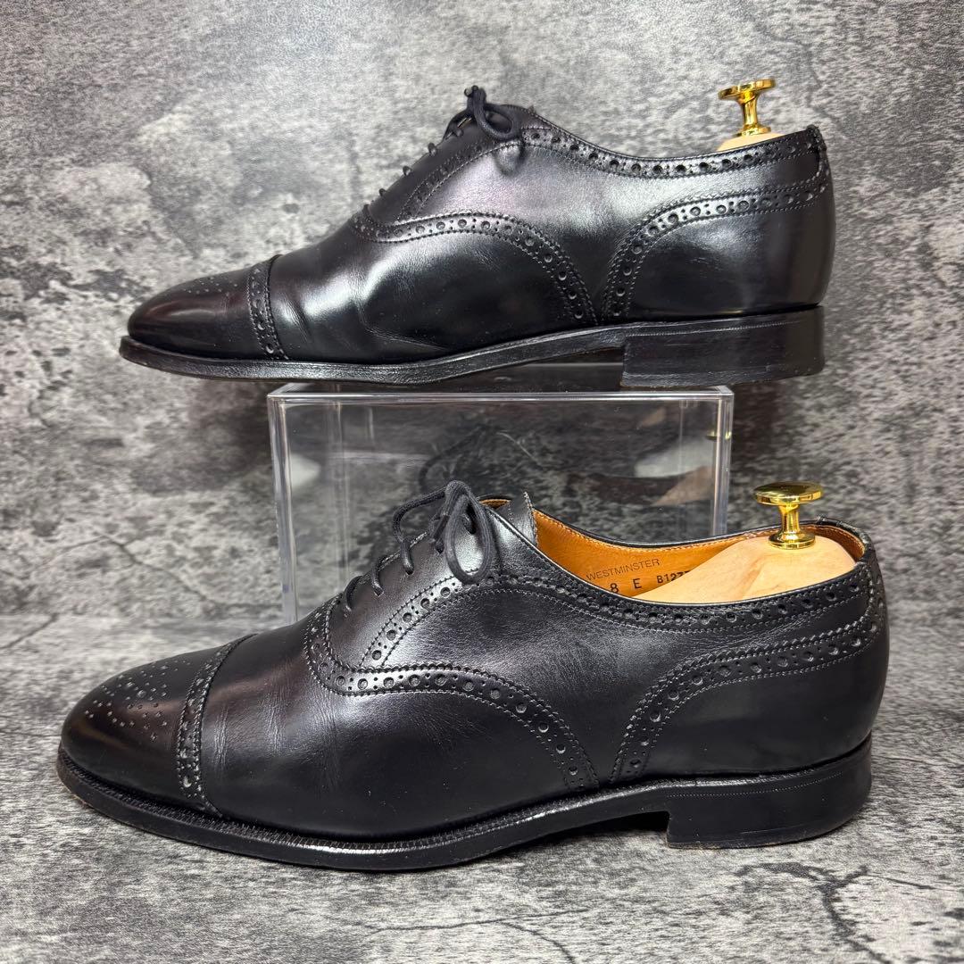 【美品】クロケット＆ジョーンズ ストレート メダリオン 8E 黒 レザー