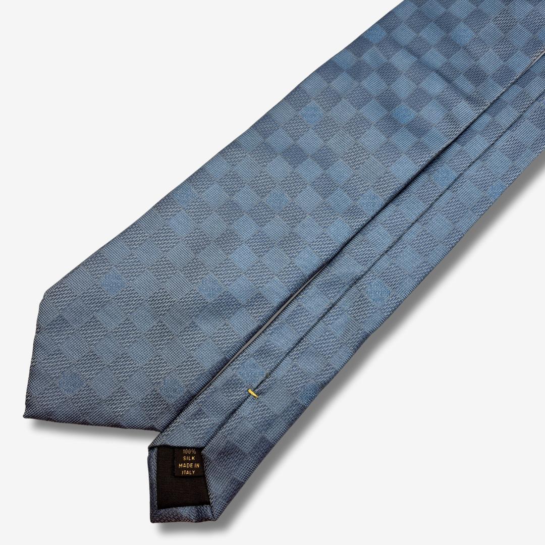 LOUIS VUITTON シルクネクタイ ダミエ柄 チェック ブルー