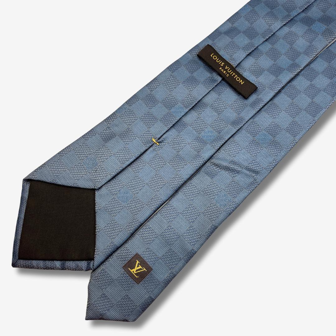 LOUIS VUITTON シルクネクタイ ダミエ柄 チェック ブルー