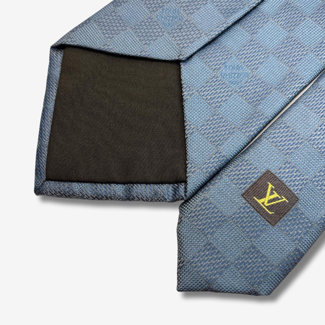 LOUIS VUITTON シルクネクタイ ダミエ柄 チェック ブルー
