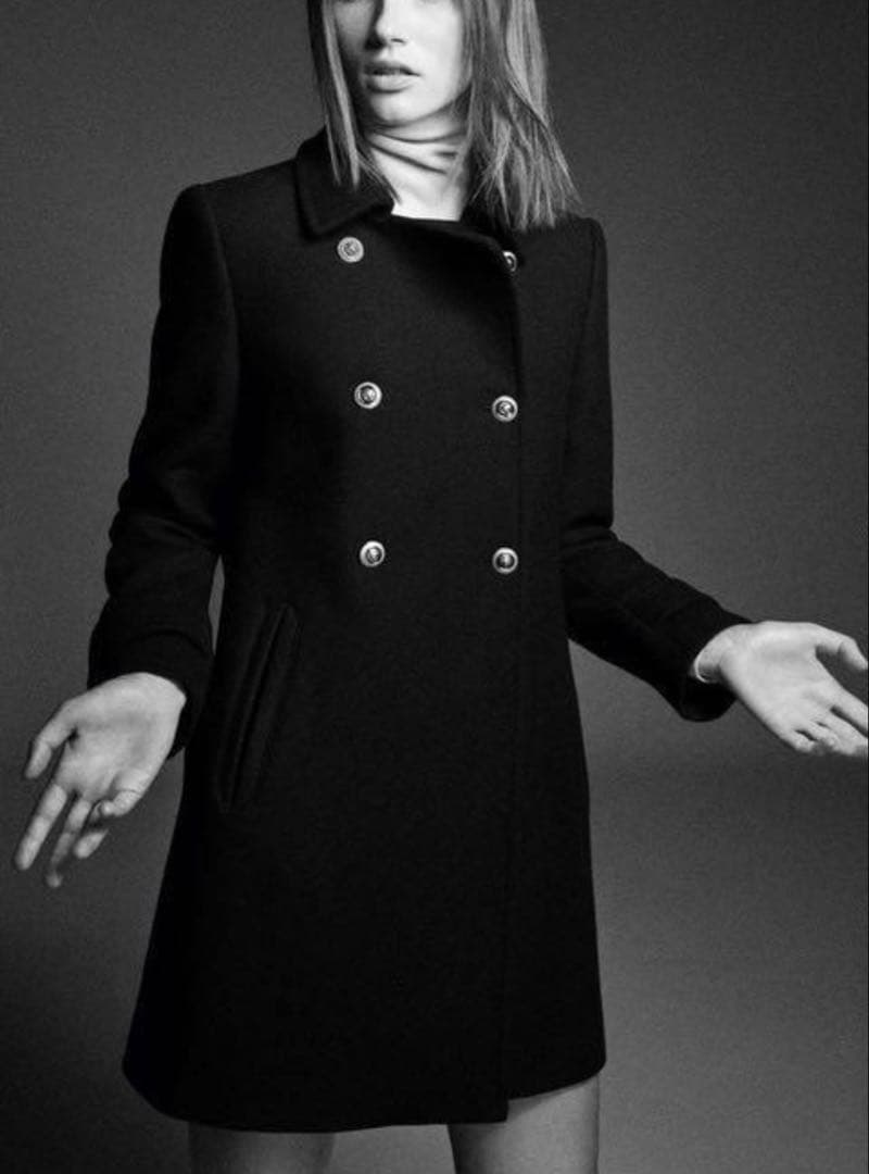 ✨希少✨ZARA ウール混紡ダブルブレスト仕様コート ブラック M