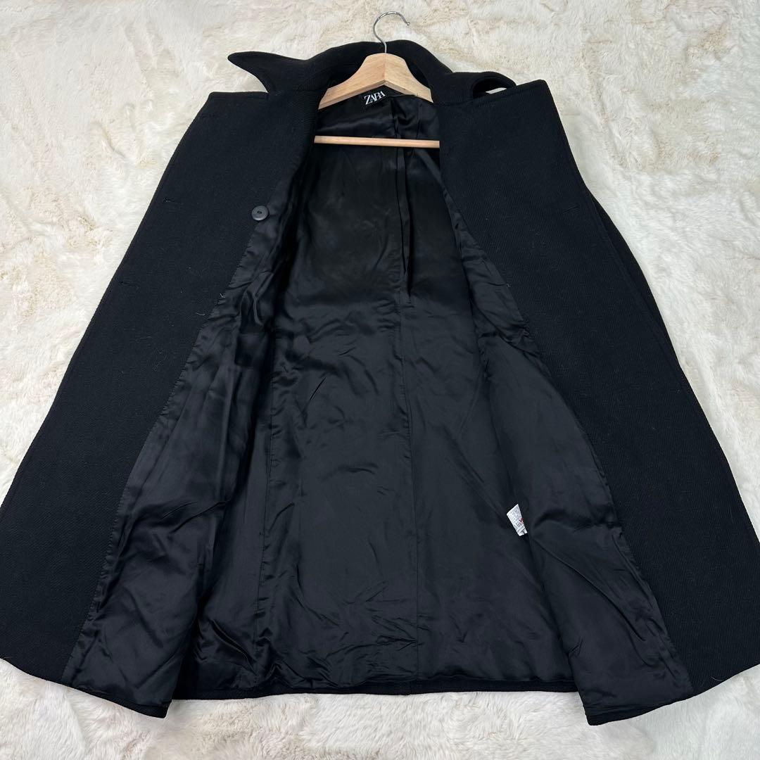 ✨希少✨ZARA ウール混紡ダブルブレスト仕様コート ブラック M