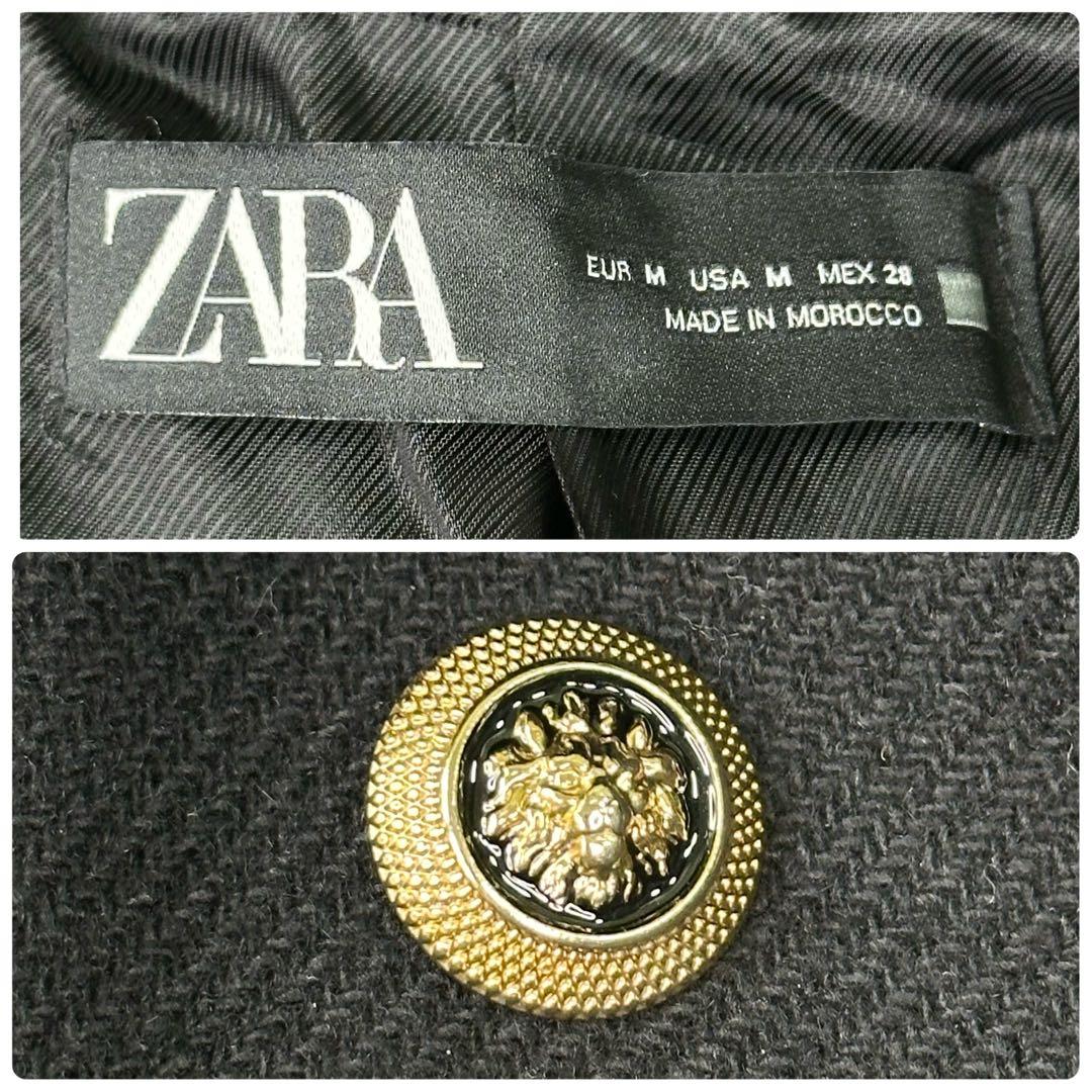 ✨希少✨ZARA ウール混紡ダブルブレスト仕様コート ブラック M