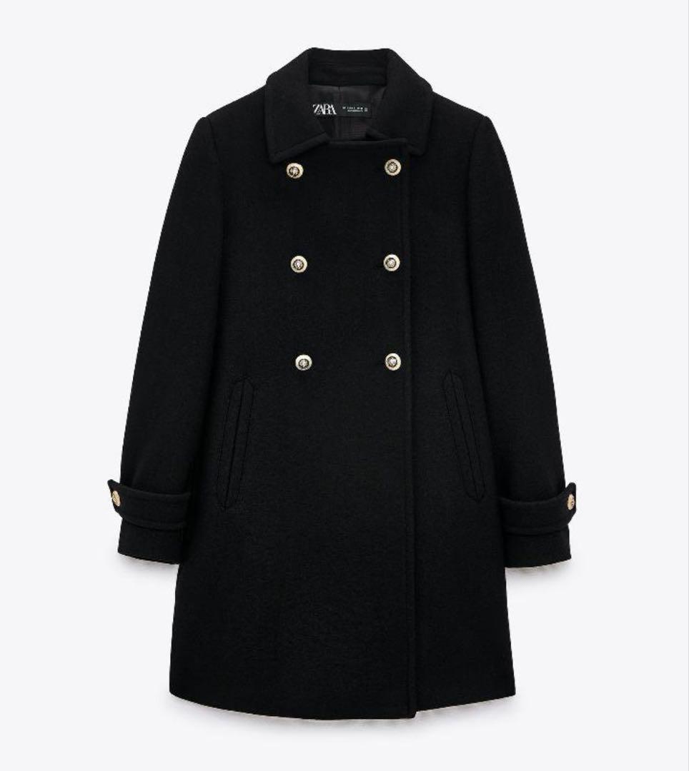 ✨希少✨ZARA ウール混紡ダブルブレスト仕様コート ブラック M