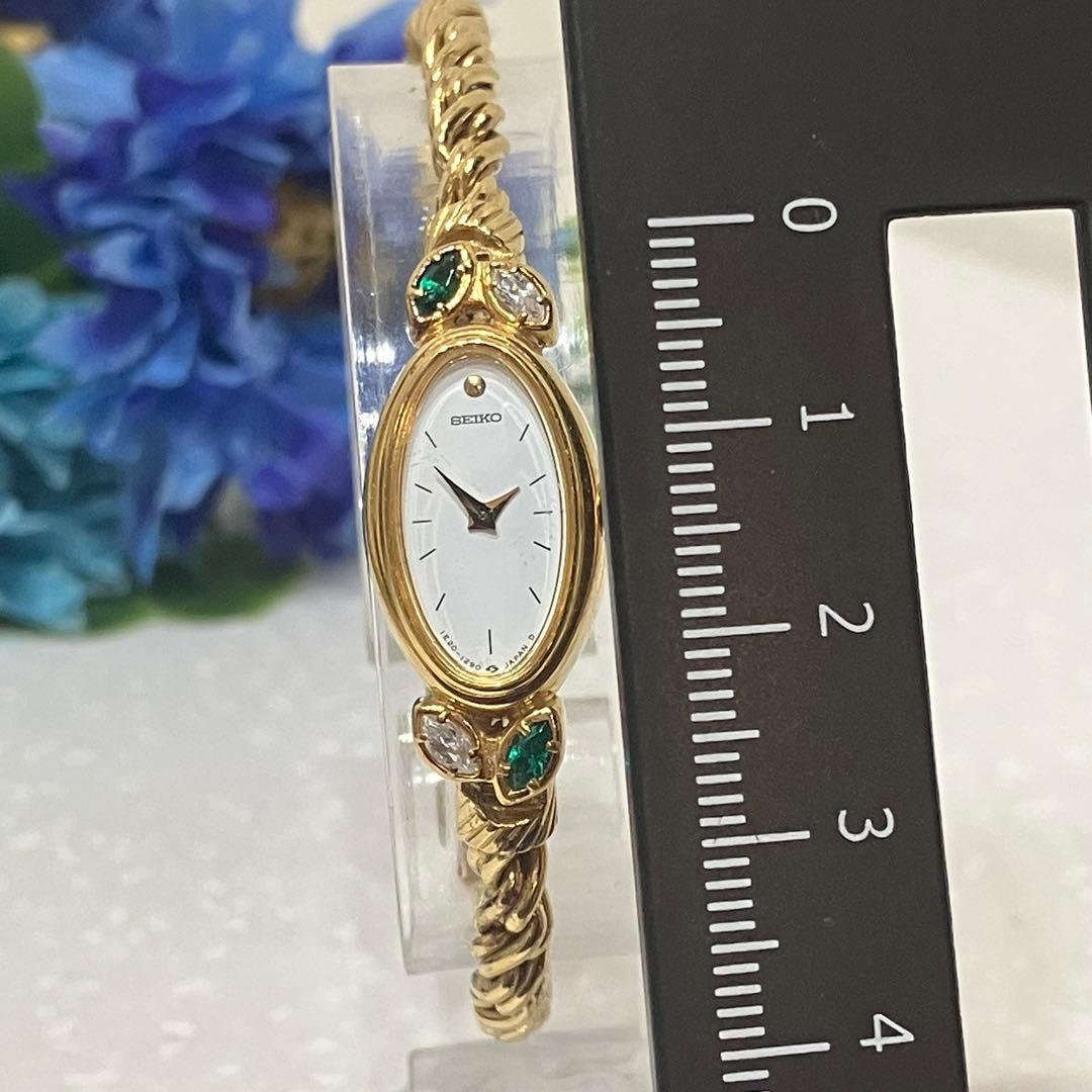 SEIKO セイコー　ブレスウォッチ　色石　エレガント ゴールド 腕時計　稼働品