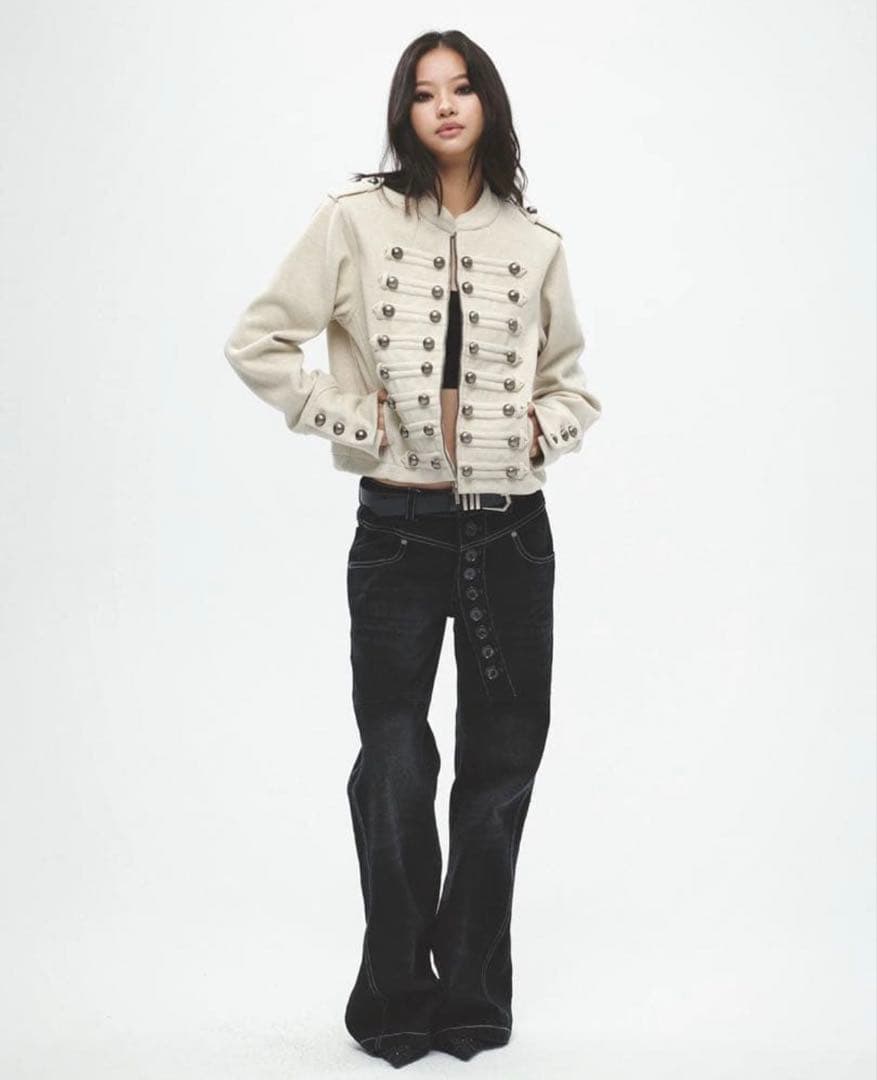 FAYCHUI 25AW パンク メタルジップジャケット 肩パッド入り アウター