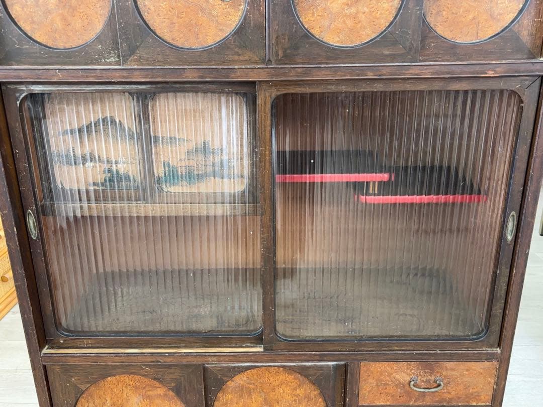 茶箪笥 飾り棚 和家具 昭和レトロ 時代物 食器棚 -496-