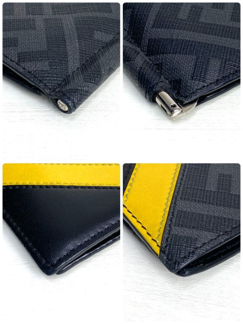 ✨極美品✨フェンディ　二つ折り　マネークリップ　ズッカ　ダイヤゴナル　バイカラー