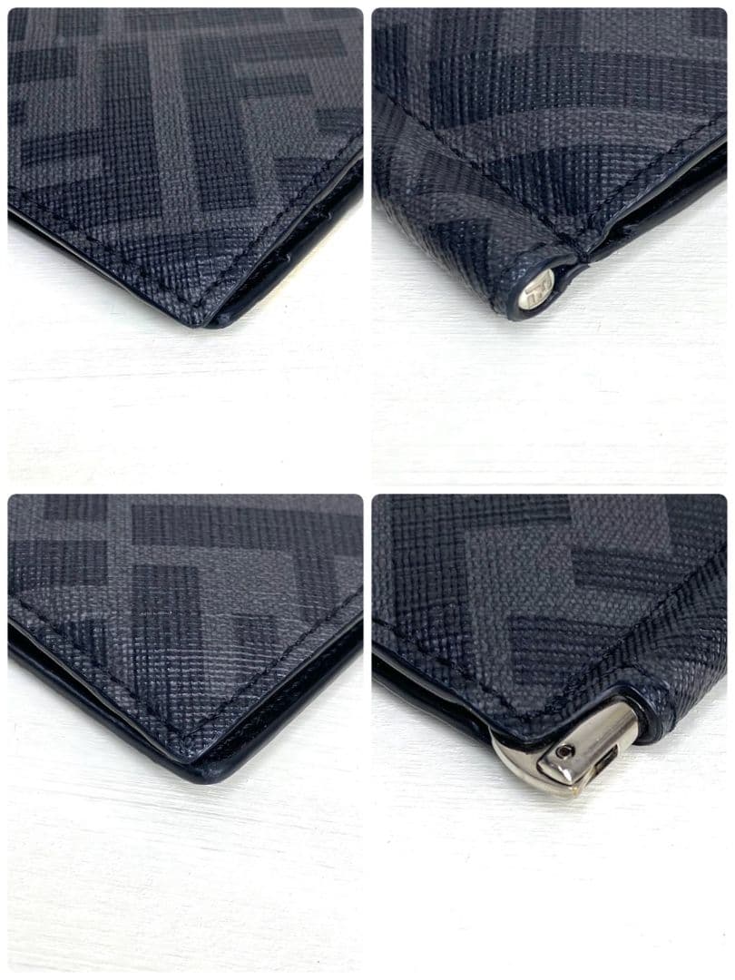 ✨極美品✨フェンディ　二つ折り　マネークリップ　ズッカ　ダイヤゴナル　バイカラー