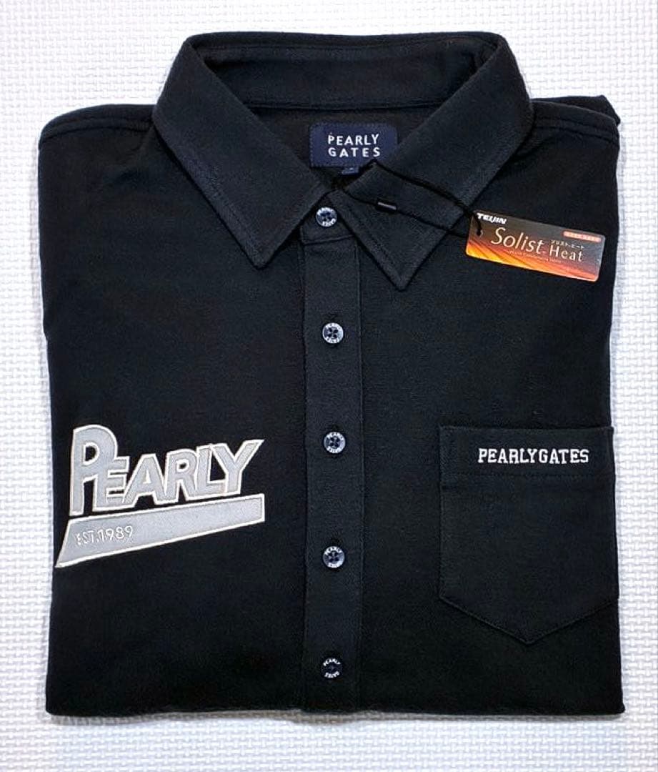 パーリーゲイツ ストレッチカノコ スムースピーチ長袖ポロシャツ（D.NAV／5）