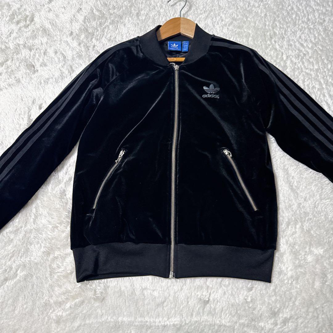 adidas originals ベロアトラックジャケット ブラック ベルベット