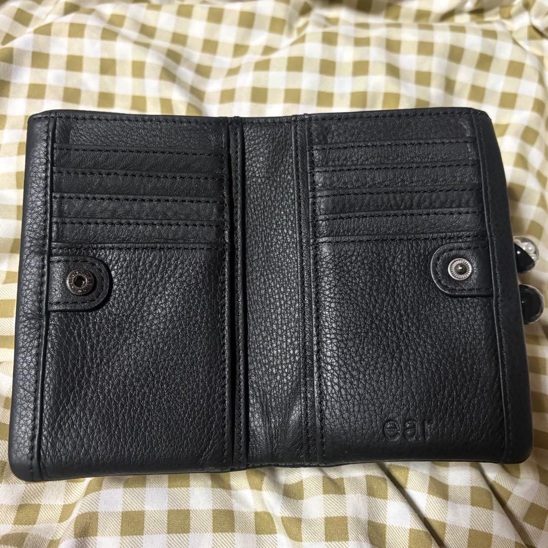 ear PAPILLONNER がま口 折り財布 ブラック