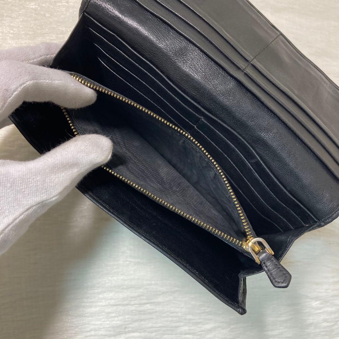 PRADA プラダ ナッパレザー ギャザー 長財布　黒　ロング　折り財布　人気