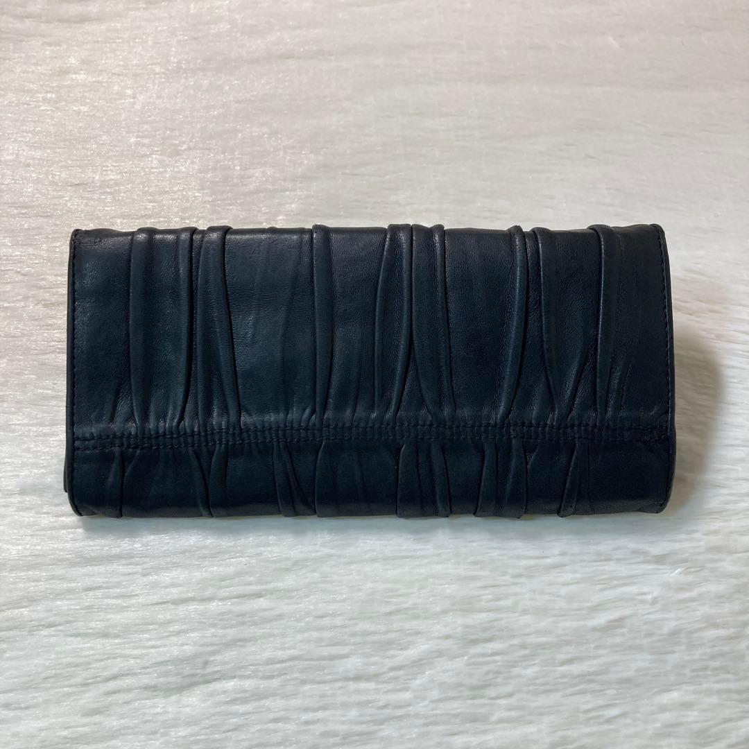 PRADA プラダ ナッパレザー ギャザー 長財布　黒　ロング　折り財布　人気