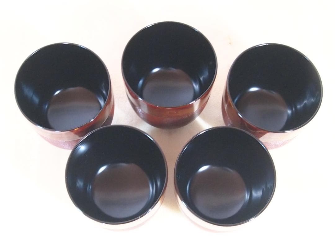 【未使用】輪島塗 岡本陽斎 白壇塗 小吸物椀 5客 箸洗/肝吸い 漆器 茶道具